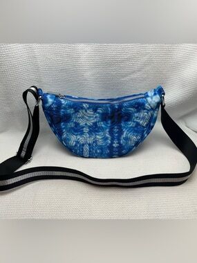Skinny Dip London Blue Tie-Dye Quilted Crescent Sling Crossbody Bag